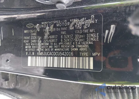 2012 Hyundai Tucson Gls from USA, damaged, VIN KM8JUCAC0CU542016